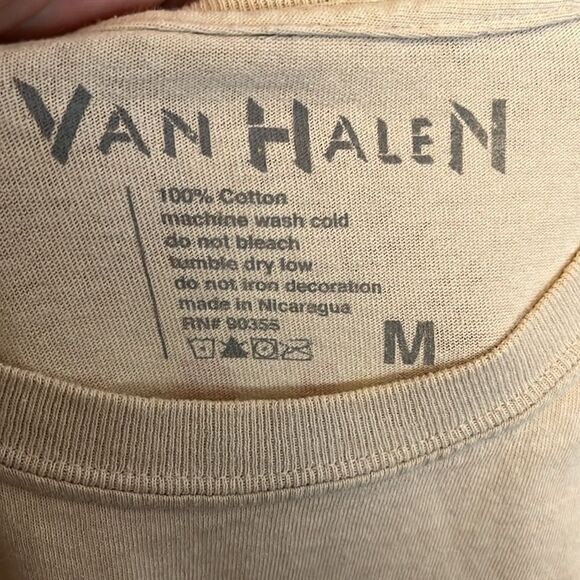 Van Halen Band Musician Tan 1979 Tour Fire Flame Graphic Shirt - Picture 8 of 8